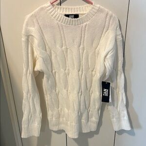 Women's White Cable Knit Sweater by GAIN